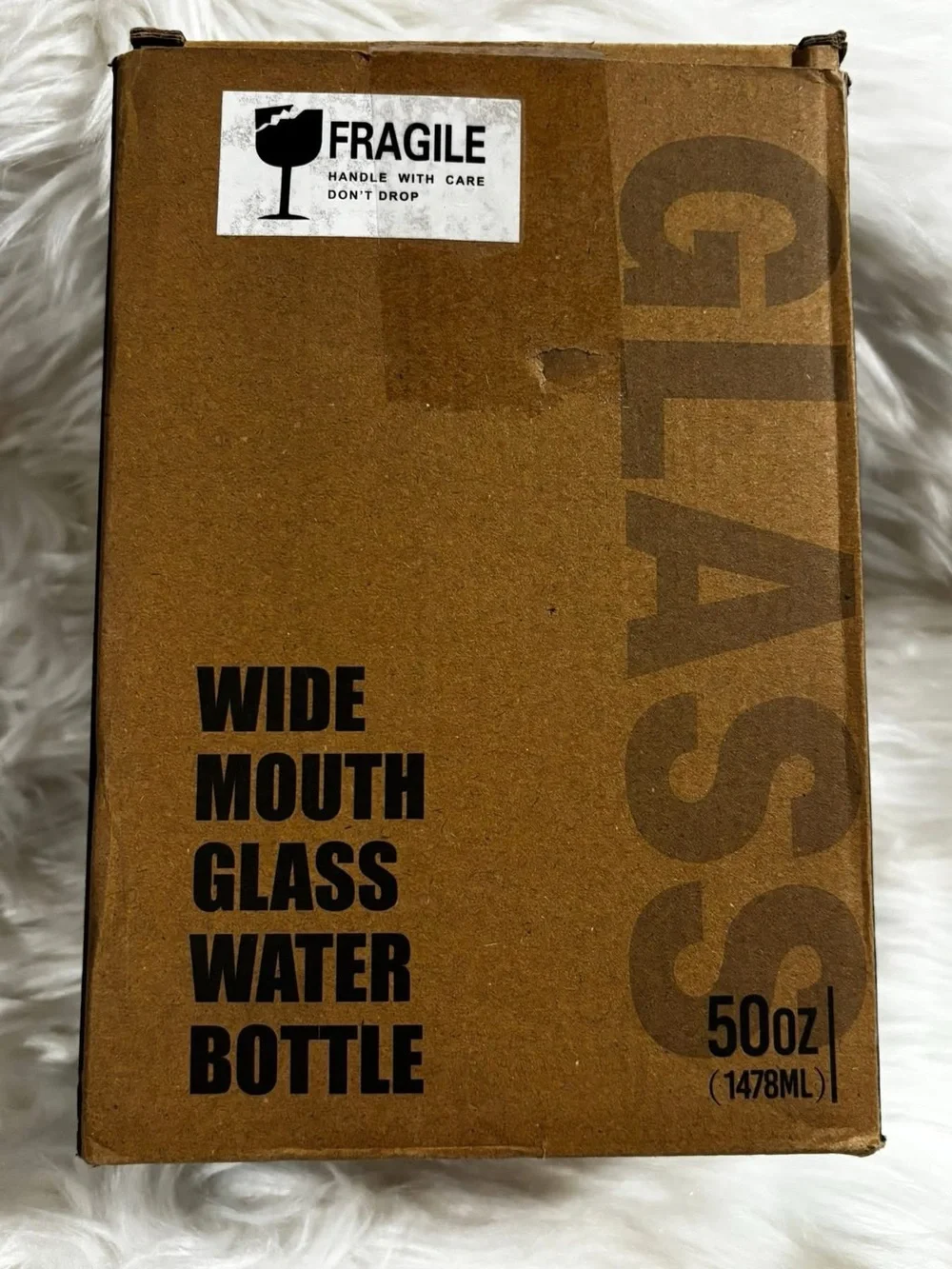 50 oz Glass Water Bottles with Silicone Sleeve,Glass 50 Ounces, Black